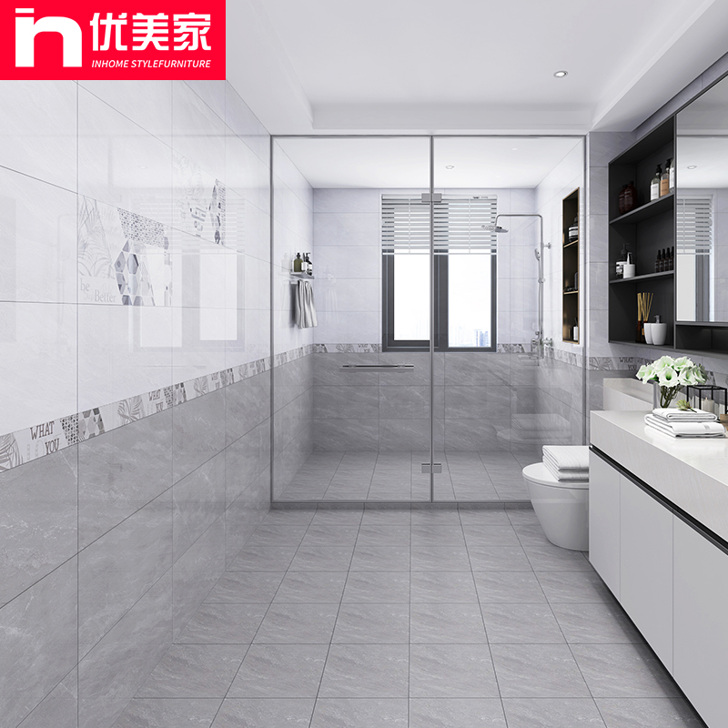 Foshan Gray Kitchen Makeup Room 300x600 wall tiles Balcony Bathroom Toilet Non-slip floor tiles