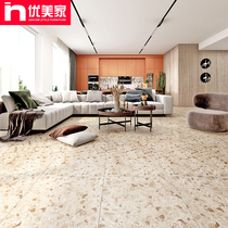 Foshan modern simple Nordic gray terrazzo antique brick 600x600 living room floor tile bedroom non-slip tile
