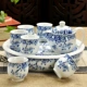 Ưu đãi đặc biệt Jingdezhen Ấm trà sứ màu xanh và trắng Bộ đầy đủ của Ice Cracked Tea Tea Khay Double Tea Cup Tea Set - Trà sứ