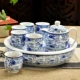 Ưu đãi đặc biệt Jingdezhen Ấm trà sứ màu xanh và trắng Bộ đầy đủ của Ice Cracked Tea Tea Khay Double Tea Cup Tea Set - Trà sứ