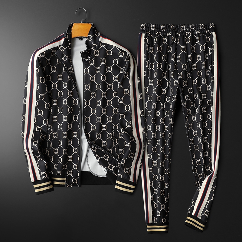 European Style Printed Jacket Men's Sports Casual Suit Spring and Autumn Trendy Luxury Brand Two-Piece Set European Goods European Style Printed Jacket Men's Sports Casual Suit Spring and Autumn Trendy Luxury Brand Two-Piece Set European Goods