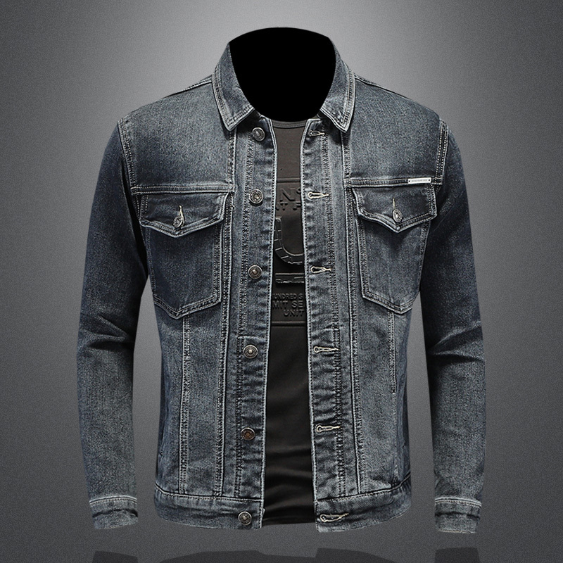 Vintage Denim Jacket for Men 2026 Spring New Heavy-Duty Washed Stretchy Turn-Down Collar Denim Coat Simple Slim Fit Jacket Vintage Denim Jacket for Men 2026 Spring New Heavy-Duty Washed Stretchy Turn-Down Collar Denim Coat Simple Slim Fit Jacket