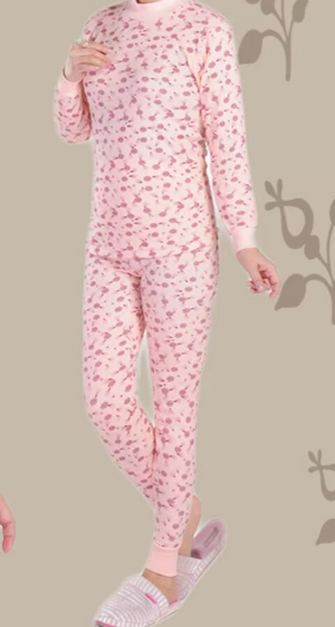 Qiuyi Qiuku Đồ lót nữ bằng vải bông ông già cao cổ đồ lót nhiệt và tuổi già kích thước lớn phù hợp với mẹ bộ đồ