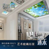 Blue Sky White Cloud Art glass ceiling acrylic organic transparent simple living room porch corridor aisle ceiling