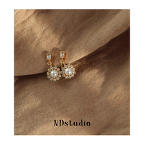 ND small fragrant ear clip ~ ultra-fairy-style retro advanced sensation pearl inlaid with mosquito coil Invisible Ear Clip without earbugles