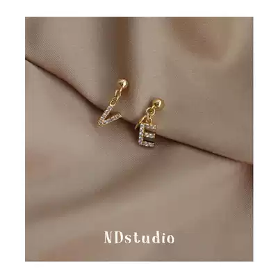ND earless ear clip personalized custom exclusive full diamond letter special earrings not pain mosquito coil invisible ear clip