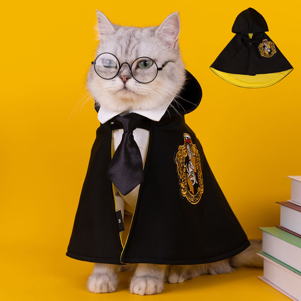 Halloween dog costume, trendy cat cape, spring and autumn outfit, magic academy Harry Potter cloak, pet cape
