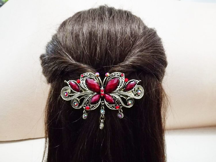 Vintage mũ nhỏ đầu clip người lớn hoang dã thanh lịch mùa xuân clip hoa kẹp tóc pha lê kim cương kẹp tóc phụ kiện tóc bờm tóc đẹp