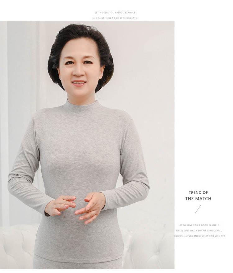 Đồ lót trung niên và cotton cũ Đồ lót nữ cao cổ mỏng phần quần áo mùa thu đơn mảnh mùa thu và mùa đông cơ sở áo len lycra áo len áo giữ nhiệt big size