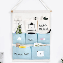 Wall hanging storage bag Nordic ins sundries storage bag dormitory home door mobile phone multi-layer cloth bag fabric