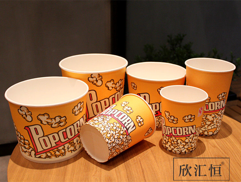 Popcorn Bucket Disposable Popcorn Paper Barrel Packaging Barrel Packed Bag Cinema Special Paper Barrel Box Customizable-Taobao