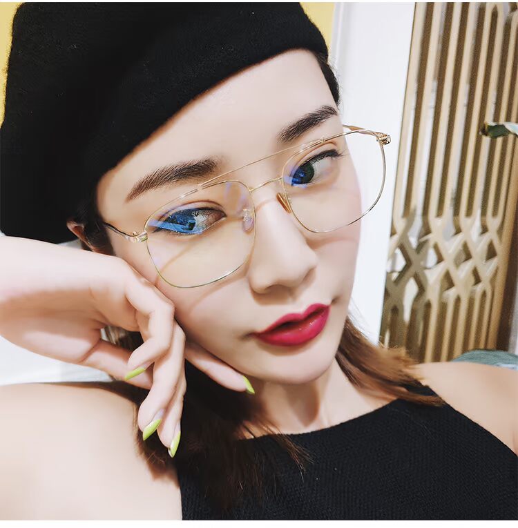 Khung vàng vuông Phiên bản Hàn Quốc của retro retro phong cách Harajuku ulzzang lưới màu đỏ phần kính phụ nữ có độ mat kinh hang hieu