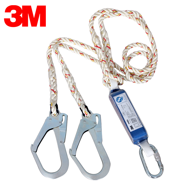 3M Kebit Botite double hook safety rope aerial work anti-fall connection shock absorber rope needs to be equipped with a seat belt