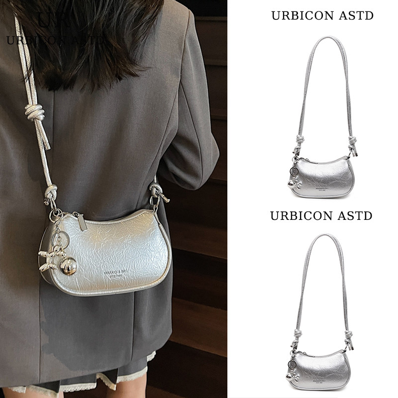 Высококачественная текстура super fire small bag женская новинка 2025 года, осенне-зимняя серебристая сумка через плечо, легкая роскошная нишевая сумка-мессенджер, седельная сумка