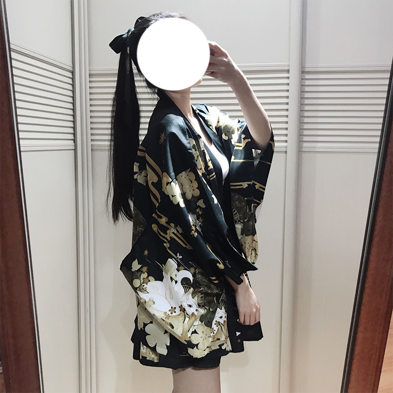 Nhật bản mềm cô gái gió painting shadow dễ thương dễ thương little fox cổ tích in Nhật Bản kimono lông dệt áo khoác fox in váy thời trang công sở nữ cao cấp