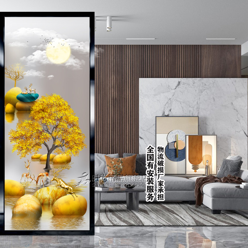 Nordic entry entrance Art glass custom screen partition double-sided background wall Matte translucent living room powder room