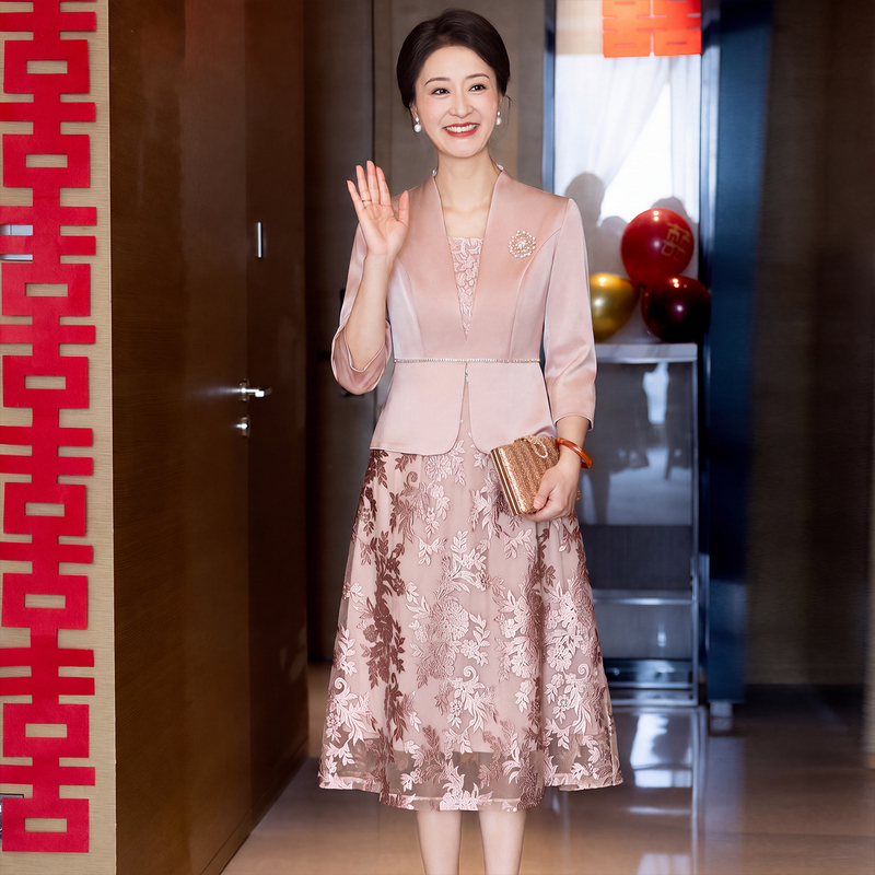 Mother-In-Law's Wedding Dress, Can Be Worn Casually, Chinese-Style Cheongsam, 2026 New Model, Mother's Wedding Banquet Outfit, Festive Dress