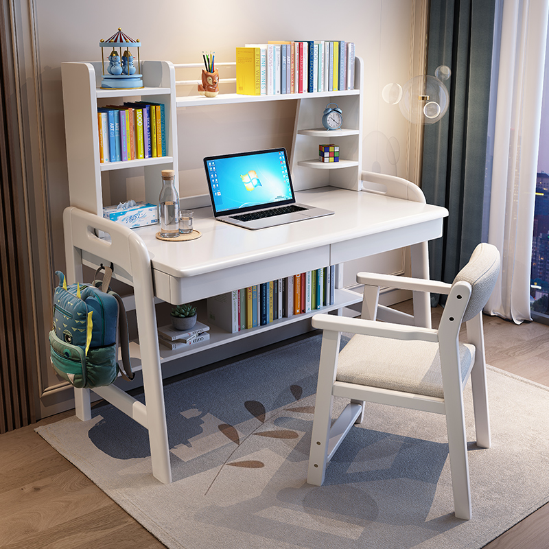Children learn writing and writing desks and chairs adjustable lifting minimis for home elementary school students full solid wood desk shelf composition