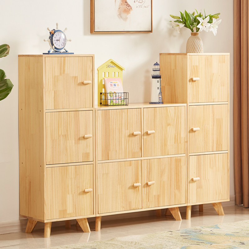 Solid wood bookcase bookcase Easy shelf to floor bedroom containing finishing cabinet minimalist modern living room TV edge cabinet