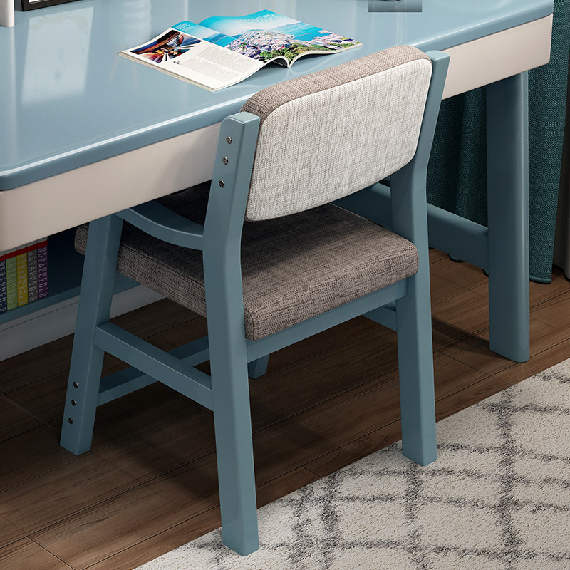 Solid wood primary and secondary school desk chair Children study chair office chair can lift adjustment with backrest armrest flashlight Brain chair