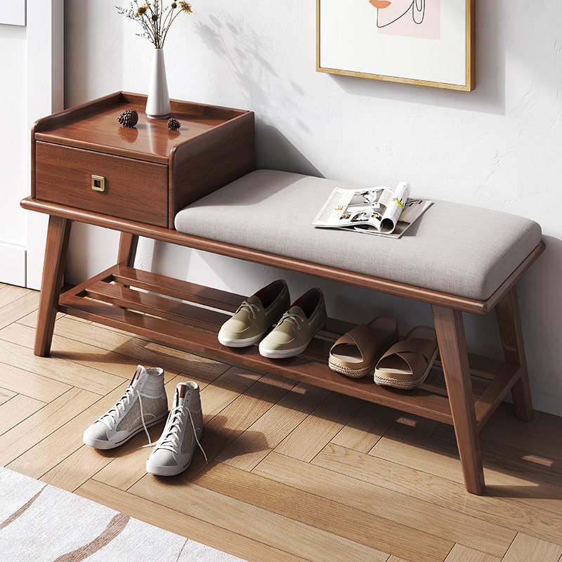 Solid Wood Changing Shoes stool Home doorway Entrance Shoes Cabinet shoe rack seat stool integrated strip stool into the door can be sat on the shoe stool