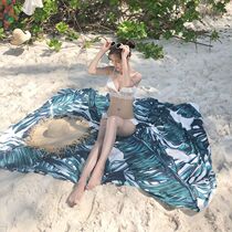 Travel picnic Rounded Decoration Cloth Sunscreen Cloves Beach Mat Portable Folding Holiday Shawl Shoulder Picnic Cushion Anti-Sand