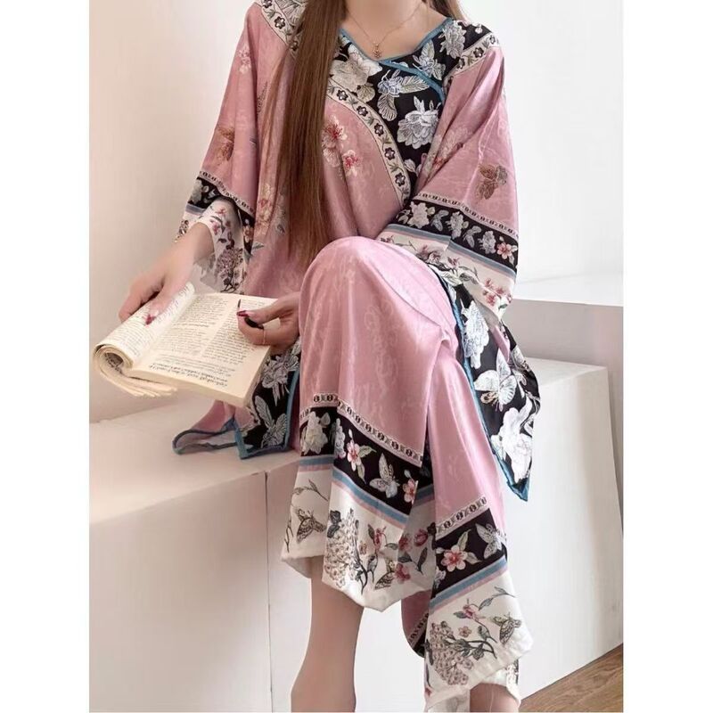 New Chinese-Style National Style Pajamas for Women, Floral Jacquard, Spring and Autumn Palace-Style Home Wear, Summer Style, Suitable for Going Out, Set New Chinese-Style National Style Pajamas for Women, Floral Jacquard, Spring and Autumn Palace-Style Home Wear, Summer Style, Suitable for Going Out, Set