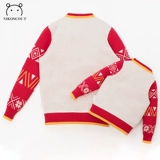 Рождественский зимний детский красный цветной элитный трикотажный свитер, семейный стиль