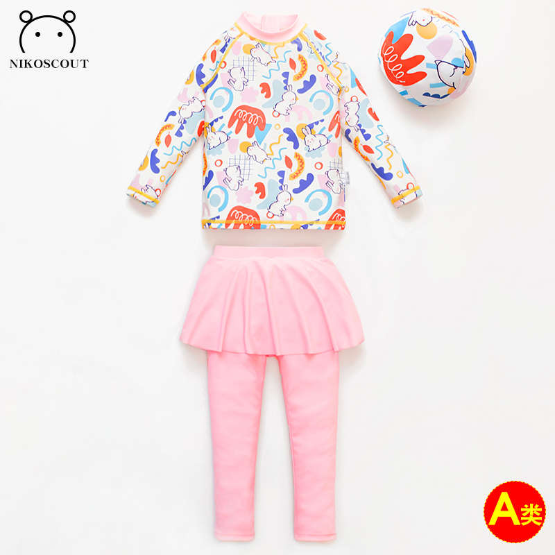 Children's swimsuit girl 10 years old baby new girl swimsuit foreign air long sleeve long pants conservative CUHK child swimsuit-Taobao