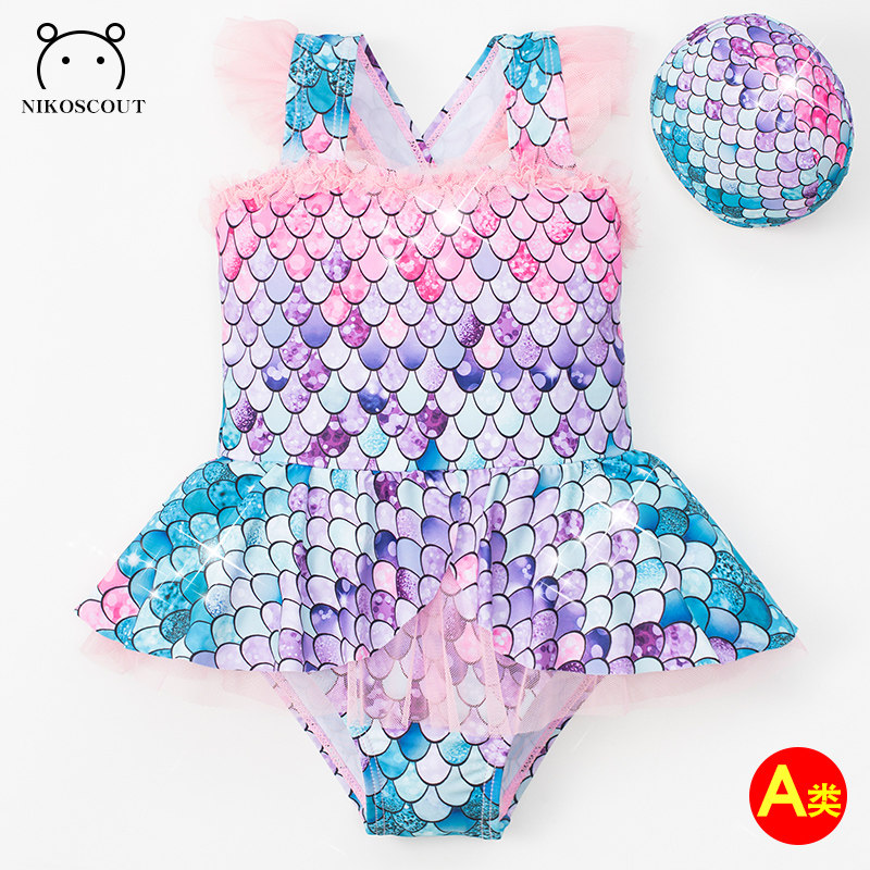 Girls Swimsuit 2021 New Baby Swimsuit Foreign Air Kids Mermaid Skirt One-Piece Little Princess Swimsuit