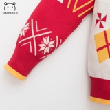 Рождественский зимний детский красный цветной элитный трикотажный свитер, семейный стиль