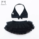 Детский купальник, раздельный милый быстросохнущий черный лебедь для друга для плавания, 3 лет