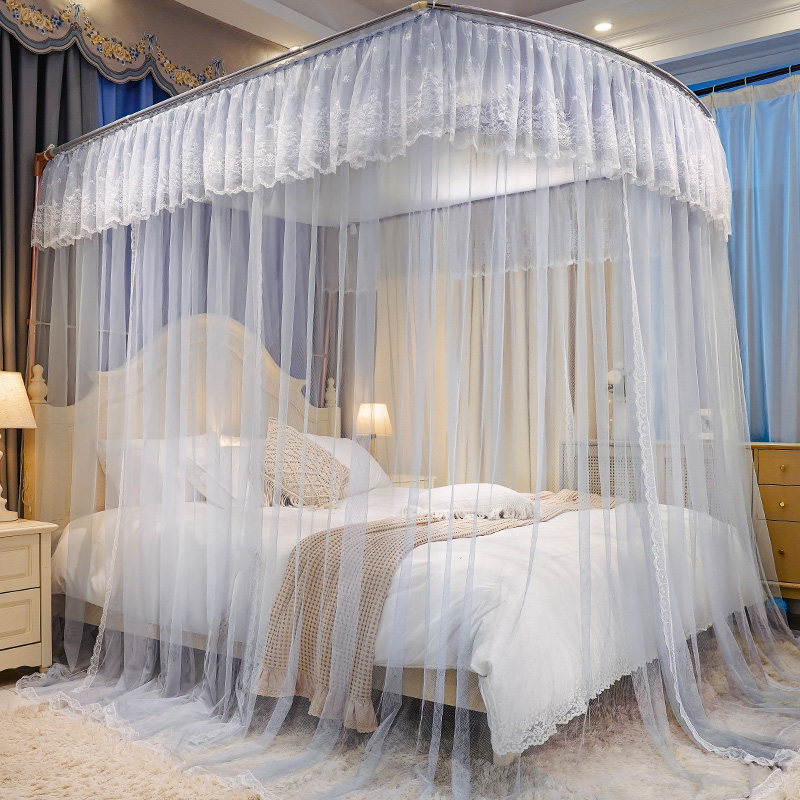 u type telescopic mosquito net home 2022 new bracket bedroom old fashioned floor 2023 rental room Princess we palace-Taobao