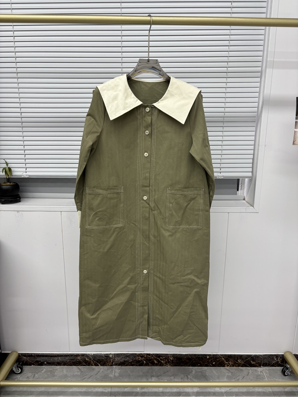Retro Navy Collar Patchwork Long Trench Coat, Spring and Autumn Style, Long Sleeves, Versatile, Elegant, College Style