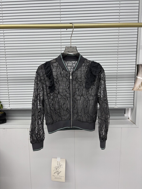 Retro Mesh Splicing Short Jacket Summer Hollow Lightweight Trendy Long-Sleeved Casual Jacket Retro Mesh Splicing Short Jacket Summer Hollow Lightweight Trendy Long-Sleeved Casual Jacket