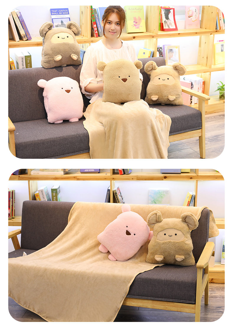 Đa chức năng gối chăn gấp văn phòng kép máy lạnh ngủ chăn đệm nhung san hô ba xe - Trở lại đệm / Bolsters Gối văn phòng 2 trong 1