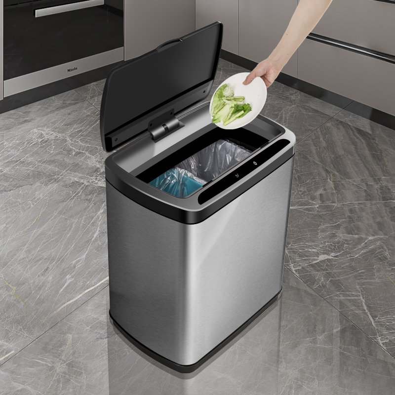 Intelligent inductive sorting garbage can kitchen large capacity dry and wet separation automatic household living room stainless steel electric