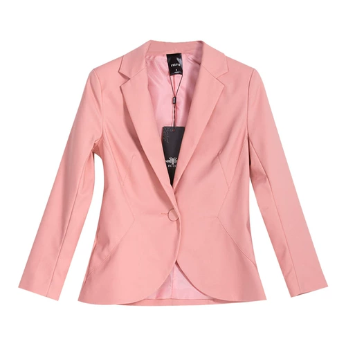Оригинальный розовый осенний демисезонный эластичный пиджак классического кроя для отдыха