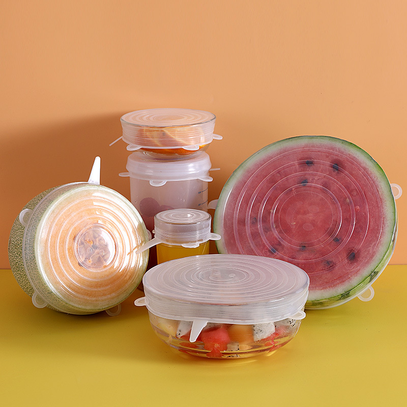 Food Grade Silicone Gel Preservation Cover Universal Bowl Cover Seal Transparent Lid Home Round Universal Frog Glue Insurance Fresh Film