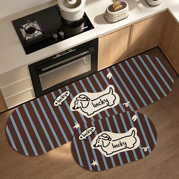 Imitation linen kitchen floor mats are water-absorbent, oil-absorbent, non-slip, stain-resistant, wipeable and washable floor mats, anti-stain and stain-resistant, non-slip floor mats.