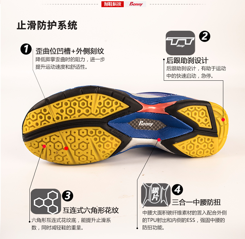 Giày cầu lông Bonny wave chính hãng Giày nam Giày nữ 815O / 815G ngụy trang thoáng khí giày thể thao cao co giãn hấp thụ sốc giày cầu lông mizuno