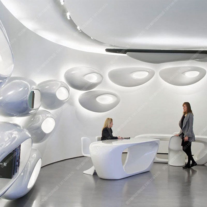 Design custom modern art exhibition hall Streamlined display platform Store image store reception desk decoration project