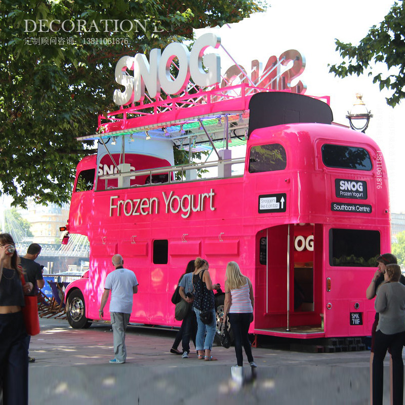 Square Park Ice Cream Retail Car Customized Professional Pavilion Creative Cruise Cruise Flower Toy Network Red Double Decker Bus