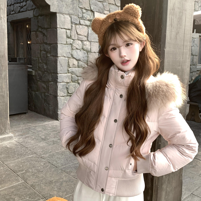 Super Pretty Pink Short down Jacket for Women, Winter 2026 New Style, Petite Waist-Cinching Slimming White Duck down Coat Super Pretty Pink Short down Jacket for Women, Winter 2026 New Style, Petite Waist-Cinching Slimming White Duck down Coat