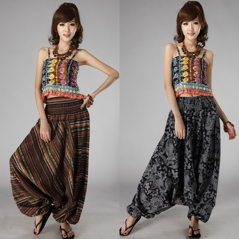 Spring Thai Cotton and Linen Nepalese Wide-Leg Pants Summer Lantern Pants Yoga Casual Pants Long Harem Pants Unisex Loose Plus Size