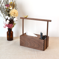 North American black walnut solid wood copper bird storage tissue box household Chinese retro high-end desktop log paper drawer