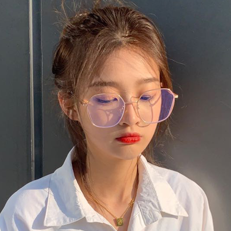 Near-sight glasses female radiation-resistant anti-blue light polygonal retro Han version Tide Netting Red face Xiaoping Light Eye frames