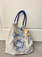 Japan ’s purchase of the same model Ball Chain embroidered donuts environmentally friendly bag shopping bag large -capacity women's bag