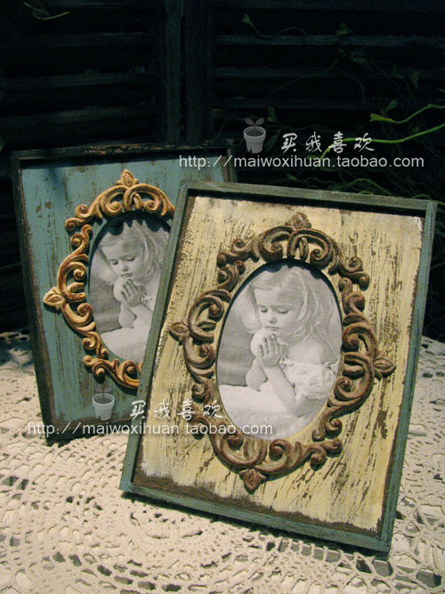[USD 9.52] European Vintage Carved Wooden Photo Frame Dessert Table Tea