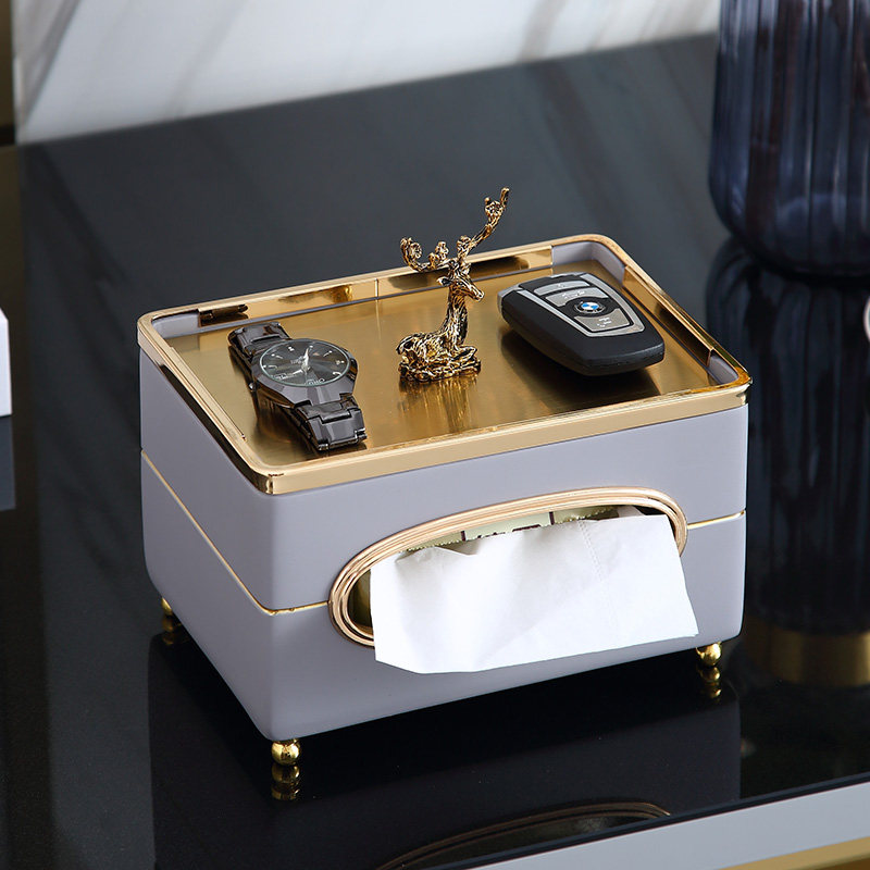 Creative modern simple light luxury wind tissue box decoration decoration living room household toilet paper box Dining table tea table storage box